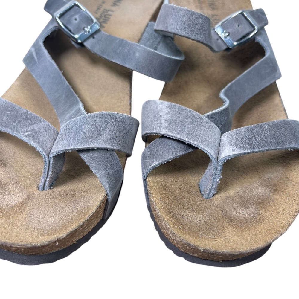Marina Luna Comfort Grey Leather Strappy Wedge Sandal Sz 38 7.5-8 Made in Italy - Picture 7 of 8